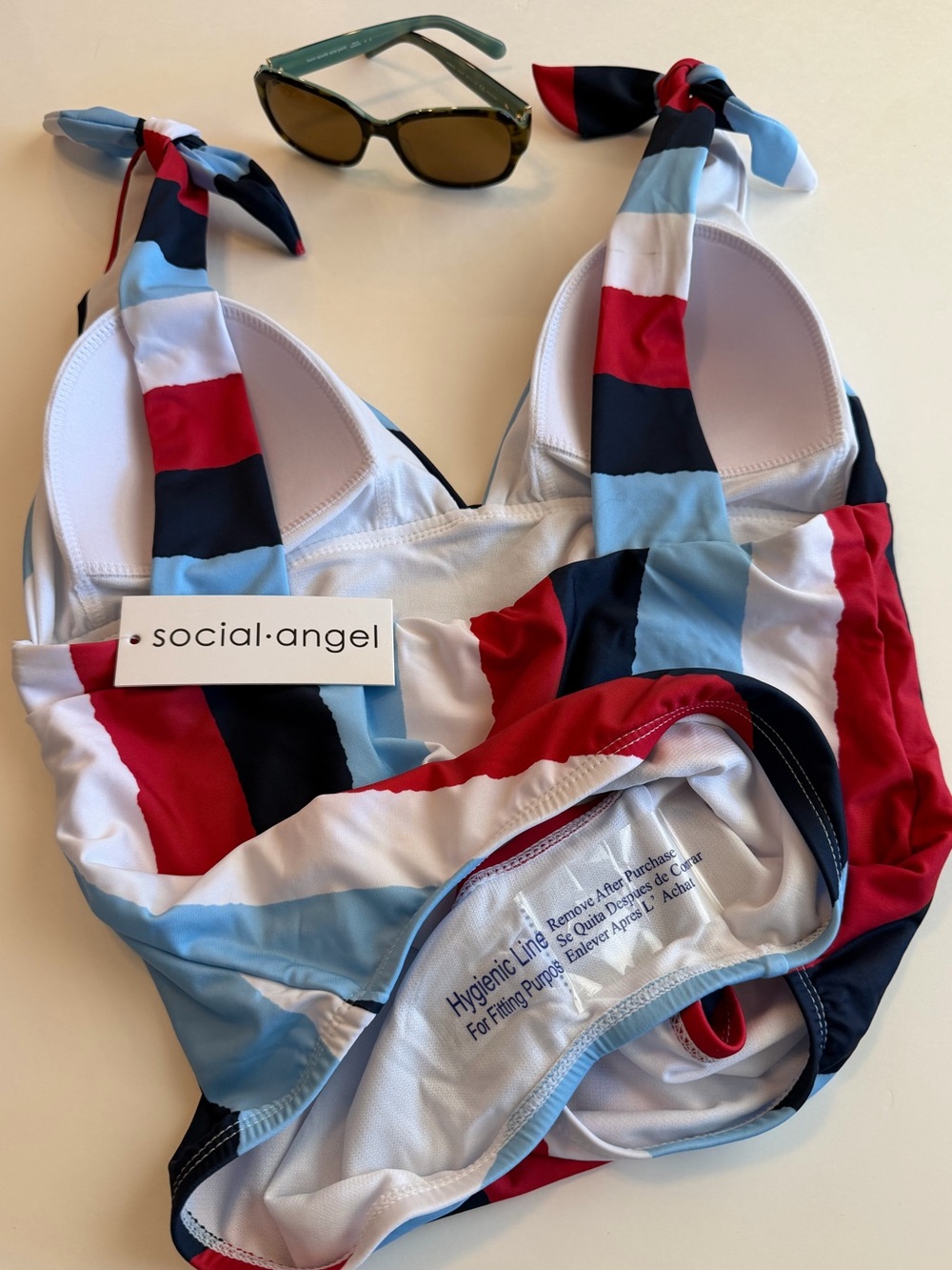 Social Angel Vertical Stripe One-Piece Bathing Suit, NWT, Size Large - Picture 5 of 11